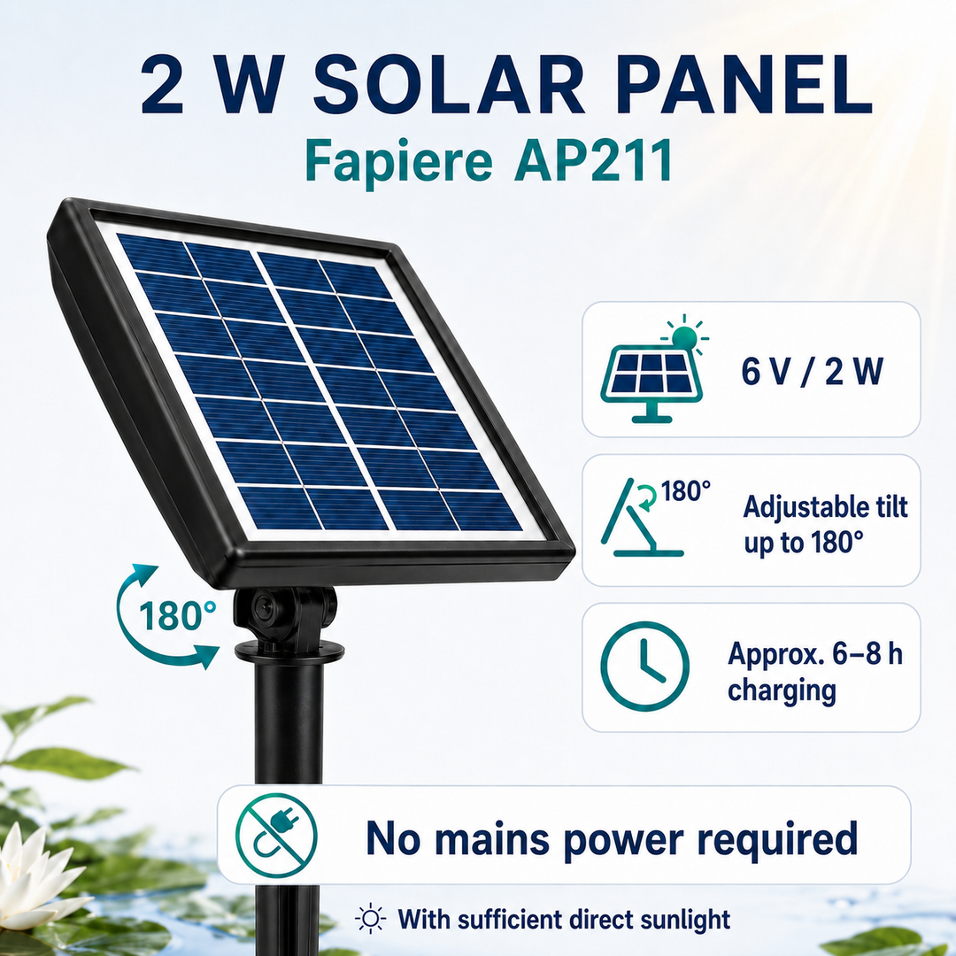 Fapiere Solárny prevzdušňovač jazierka – 2200 mAh batérie, 2 režimy, 2 W