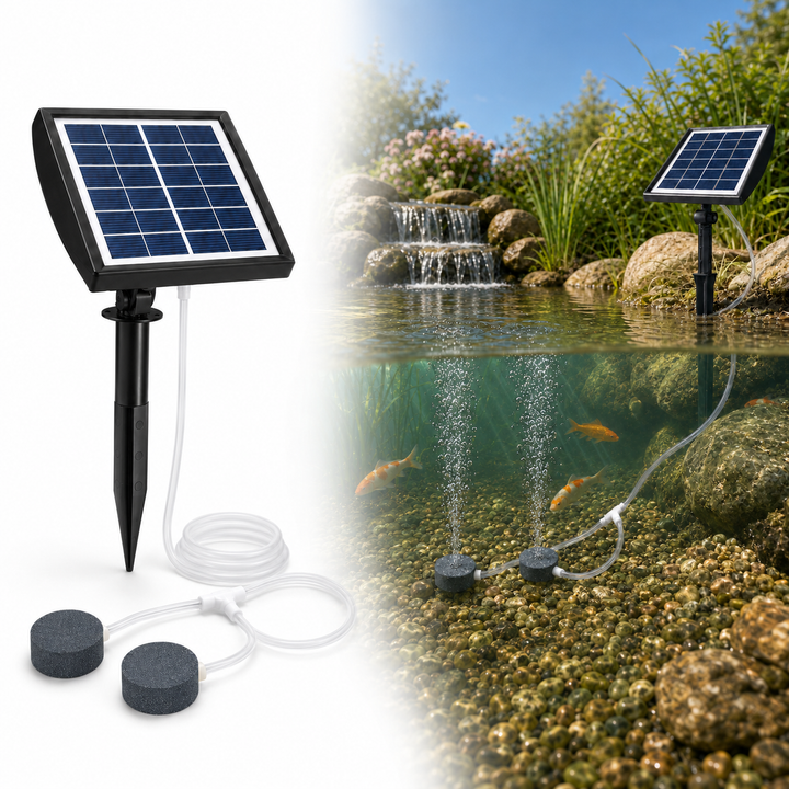 Fapiere Solárny prevzdušňovač jazierka – 2200 mAh batérie, 2 režimy, 2 W