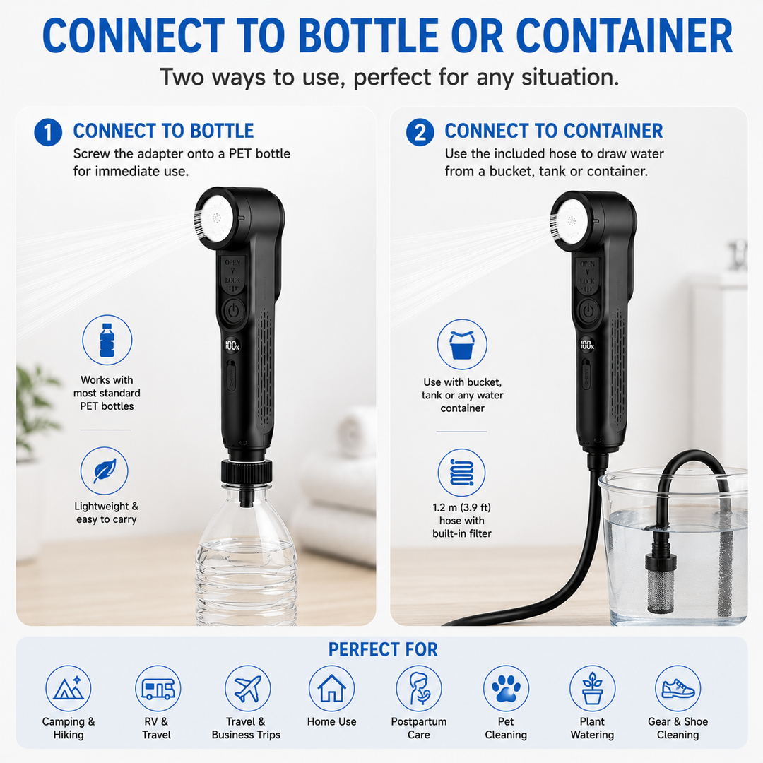 Fapiere Cestovní bidet s elektrickým rozprašovačem - USB-C nabíjení, 2 režimy proudu