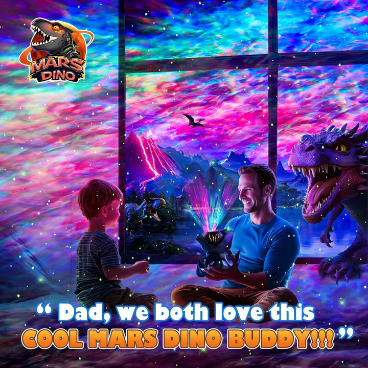 Dinosauří projektor hvězdné oblohy – 4v1 lampička s Bluetooth, hudbou a bílým šumem