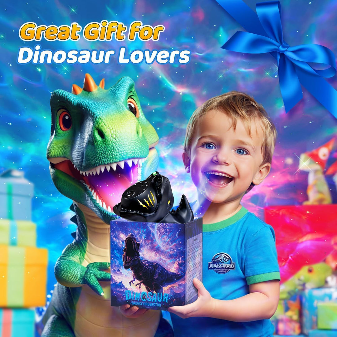 Dinosauří projektor hvězdné oblohy – 4v1 lampička s Bluetooth, hudbou a bílým šumem