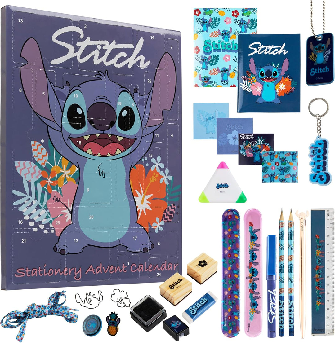 Disney Stitch Adventní kalendář 2025 – Psací potřeby a doplňky (Modrý Stitch)