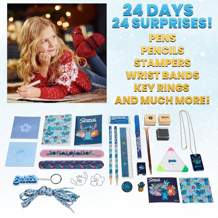 Disney Stitch Adventní kalendář 2025 – Psací potřeby a doplňky (Modrý Stitch)