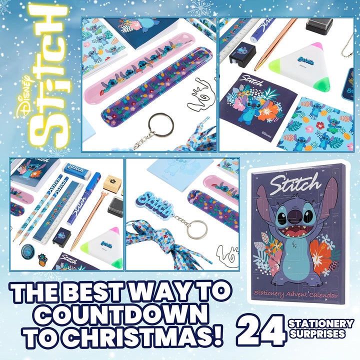 Disney Stitch Adventní kalendář 2025 – Psací potřeby a doplňky (Modrý Stitch)