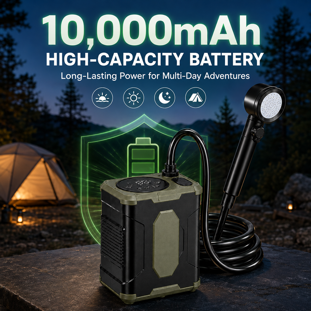 Fapiere Přenosná kempingová sprcha 26A s baterií 10000 mAh a LCD displejem, zelená