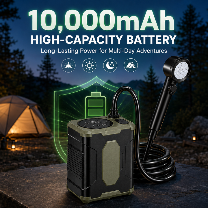 Fapiere Přenosná kempingová sprcha 26A s baterií 10000 mAh a LCD displejem, zelená