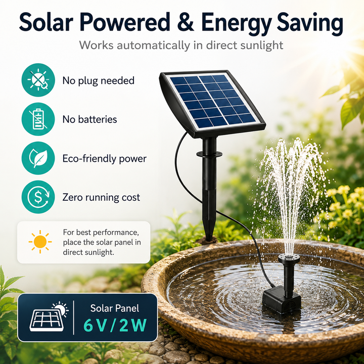 Fapiere Solární fontána do jezírka SP020 - 200 l/h, 2W panel, 5 trysek