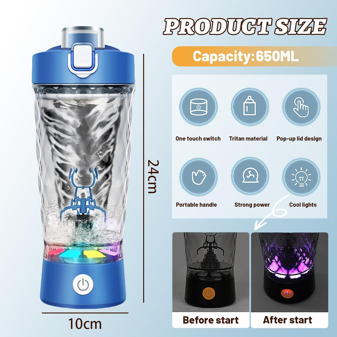 Flintronic Přenosný elektrický shaker na protein 650 ml, modrá