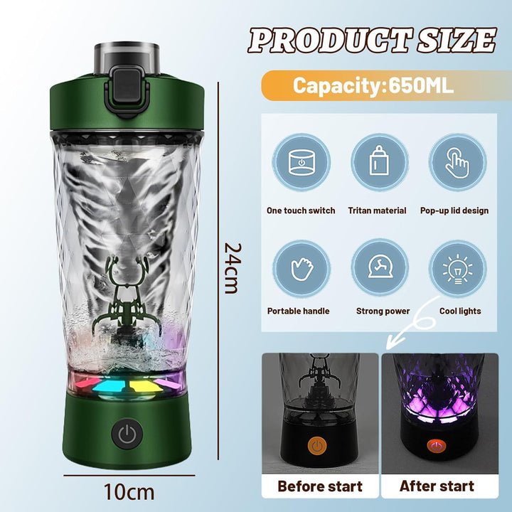 Flintronic Přenosný elektrický shaker na protein 650 ml, zelená
