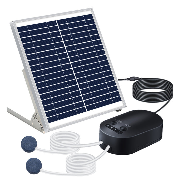 Solární provzdušňovač jezírka AP010 – 4400 mAh baterie, 3 režimy provozu, 15 W panel