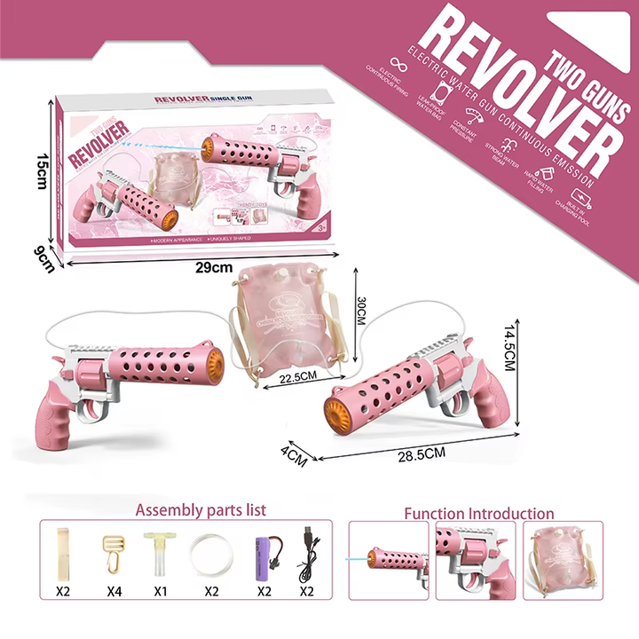 REVOLVER Elektrická vodná pištoľ | 1,2L zásobník, 6–8m dostrel, automatické strieľanie