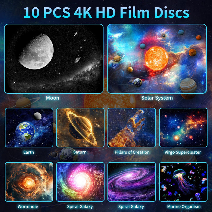 Projektor galaxie s funkciou meteoritu (8. generácia) - 10 kaziet so snímkami v 4K kvalite