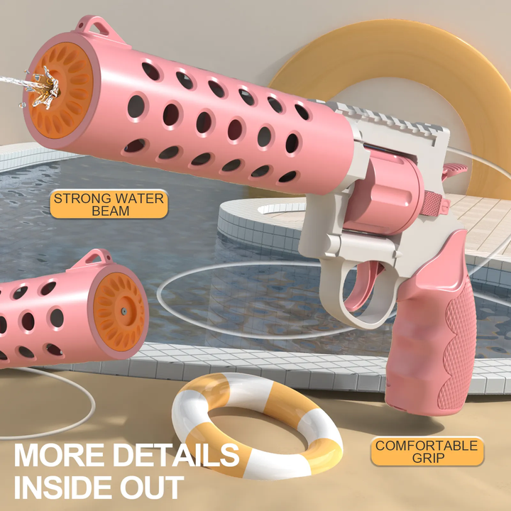 REVOLVER Elektrická vodná pištoľ | 1,2L zásobník, 6–8m dostrel, automatické strieľanie