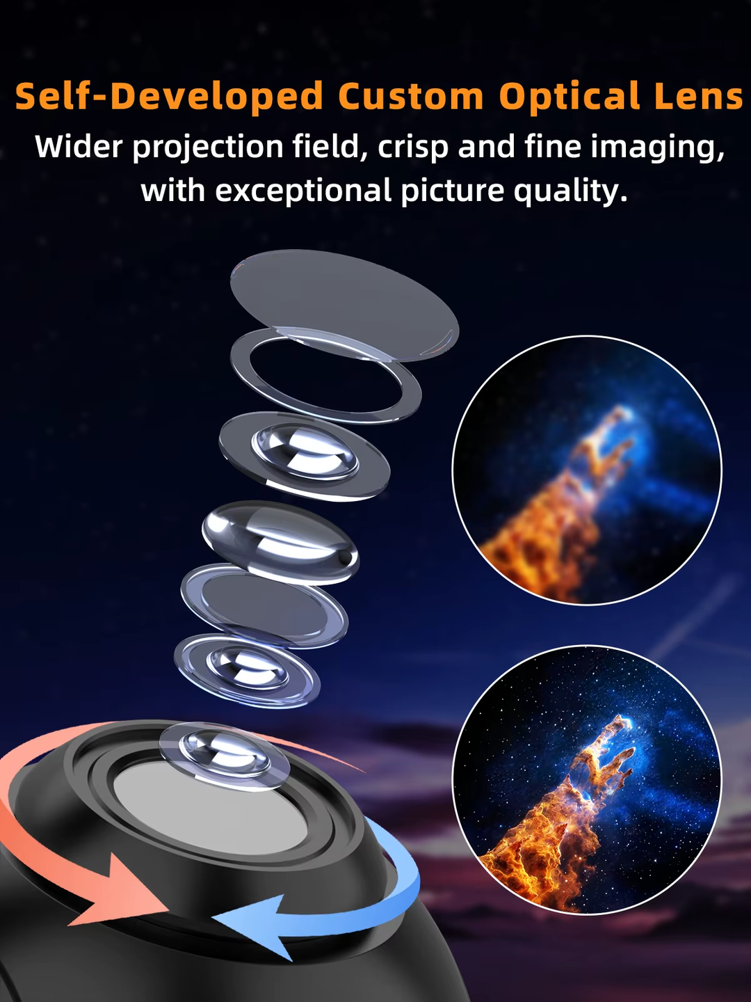 Bolong Dynamický projektor galaxie BL‑VP03 – 100 vestavěných scén, zvuk a dálkové ovládání