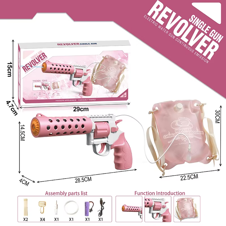 REVOLVER Elektrická vodná pištoľ | 1,2L zásobník, 6–8m dostrel, automatické strieľanie