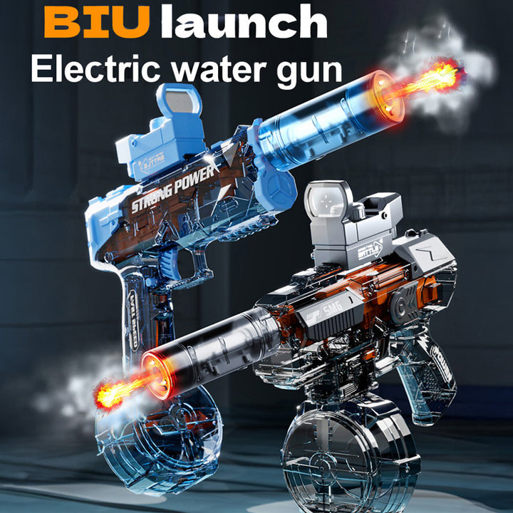 Elektrická vodní pistole SMG – světelné efekty, dostřel 8–10 m, 425 ml zásobník, 1200 mAh baterie