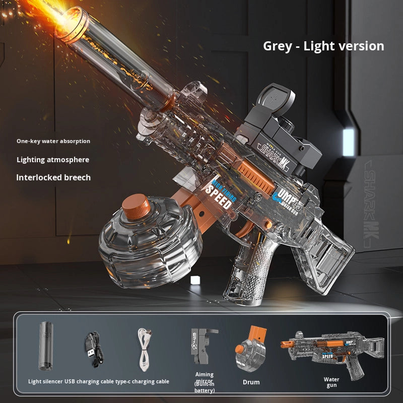 BATTLE Elektrická vodní pistole UMP45 – světelné efekty, dostřel 8–10 m, 350 ml zásobník, 500 mAh baterie