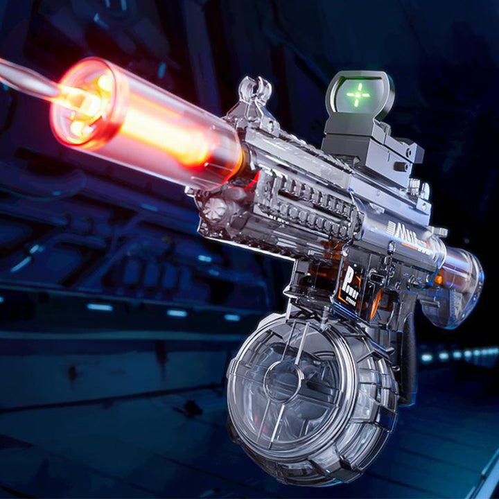 Elektrická vodní pistole M416 - světelné efekty, dostřel 8-10 m, 170 ml zásobník, 500 mAh baterie