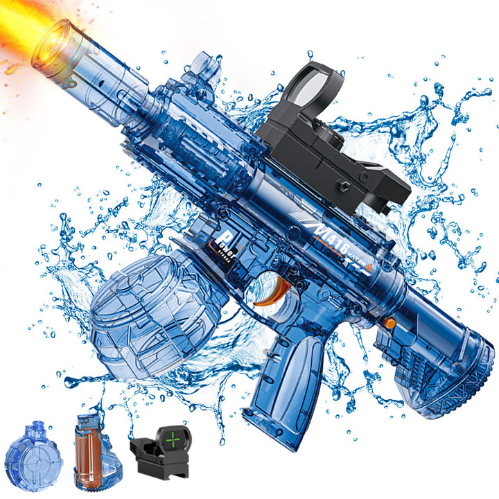 Elektrická vodní pistole M416 - světelné efekty, dostřel 8-10 m, 170 ml zásobník, 500 mAh baterie