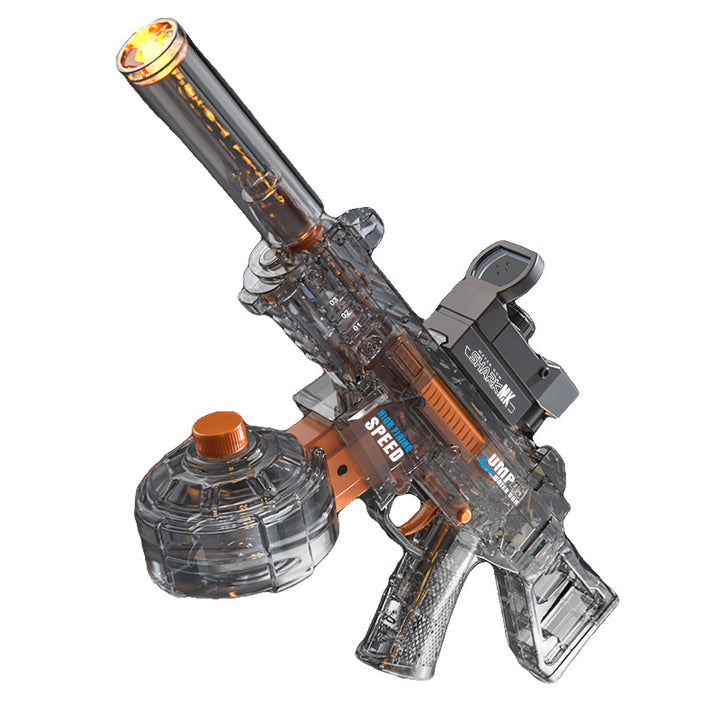 BATTLE Elektrická vodní pistole UMP45 – světelné efekty, dostřel 8–10 m, 350 ml zásobník, 500 mAh baterie