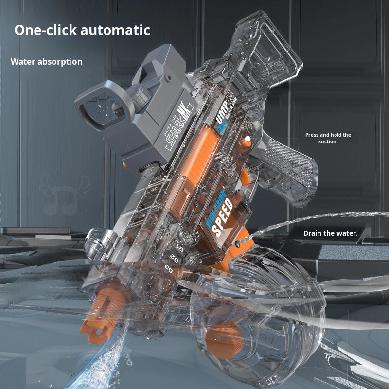 BATTLE Elektrická vodní pistole UMP45 – světelné efekty, dostřel 8–10 m, 350 ml zásobník, 500 mAh baterie