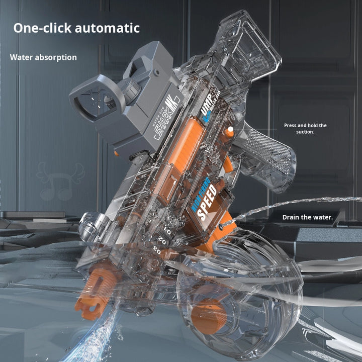 BATTLE Elektrická vodní pistole UMP45 – světelné efekty, dostřel 8–10 m, 350 ml zásobník, 500 mAh baterie