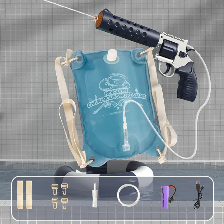 REVOLVER Elektrická vodná pištoľ | 1,2L zásobník, 6–8m dostrel, automatické strieľanie