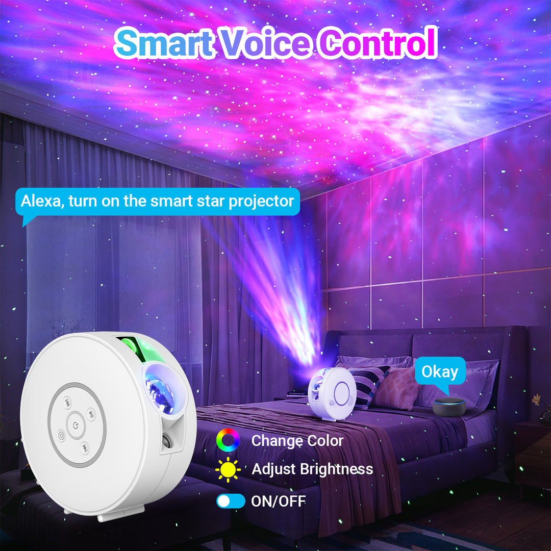 Projektor galaxie a nočnej oblohy – 6 kaziet so snímkami, Bluetooth reproduktor, ovládanie pomocou aplikácie
