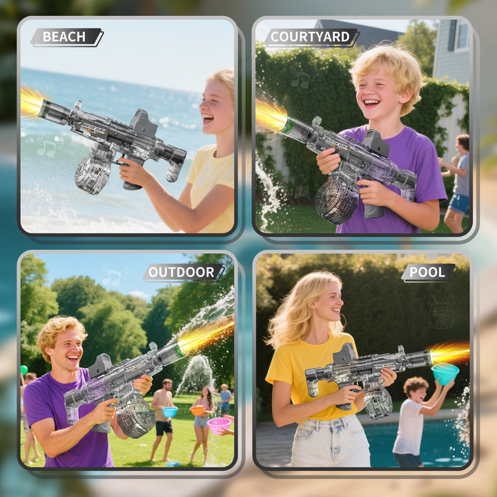 BATTLE Elektrická vodní pistole AK47 – světelné efekty, dostřel 8–10 m, 270 ml zásobník