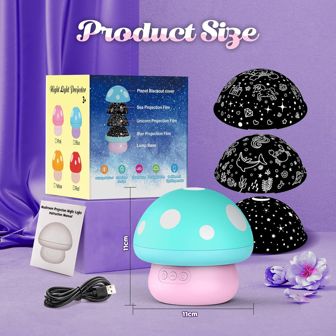 Hapikids Projektor noční oblohy 4v1 – Jednorožec, Moře a Hvězdy, noční světlo s rotací 360° a USB napájením, modrá