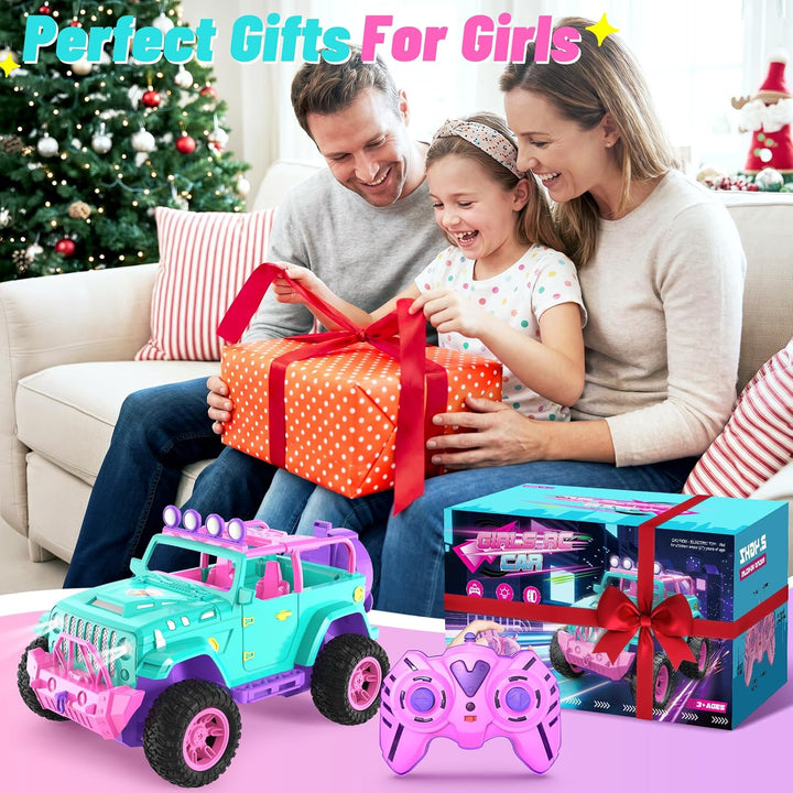 HappyGoLucky RC auto s panenkou a samolepkami – dálkově ovládané SUV pro děti
