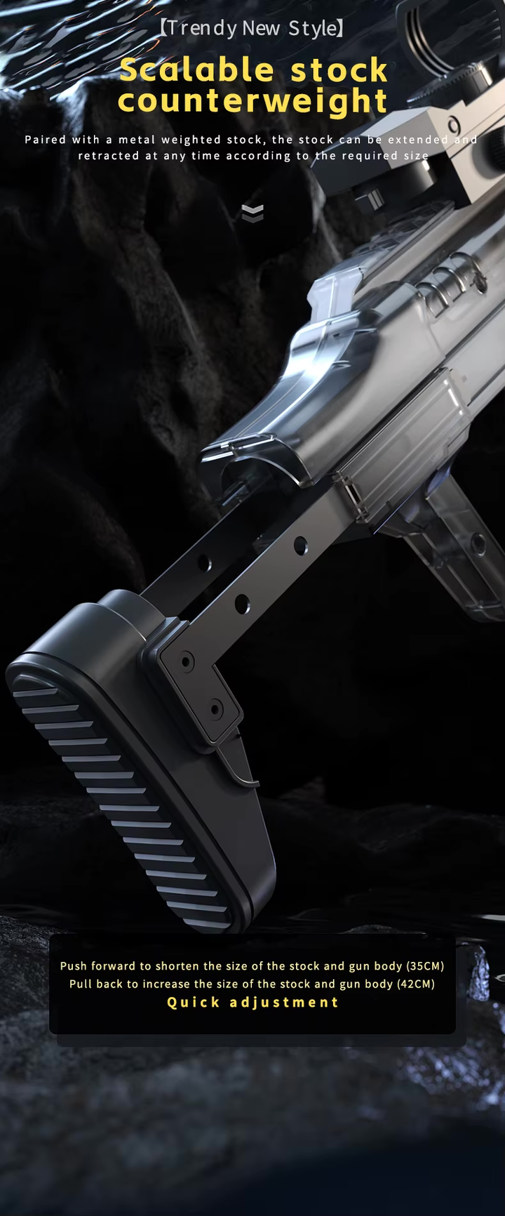 Elektrická vodní pistole MK3 - dostřel 8-10 m, 270 ml zásobník, 800 mAh baterie