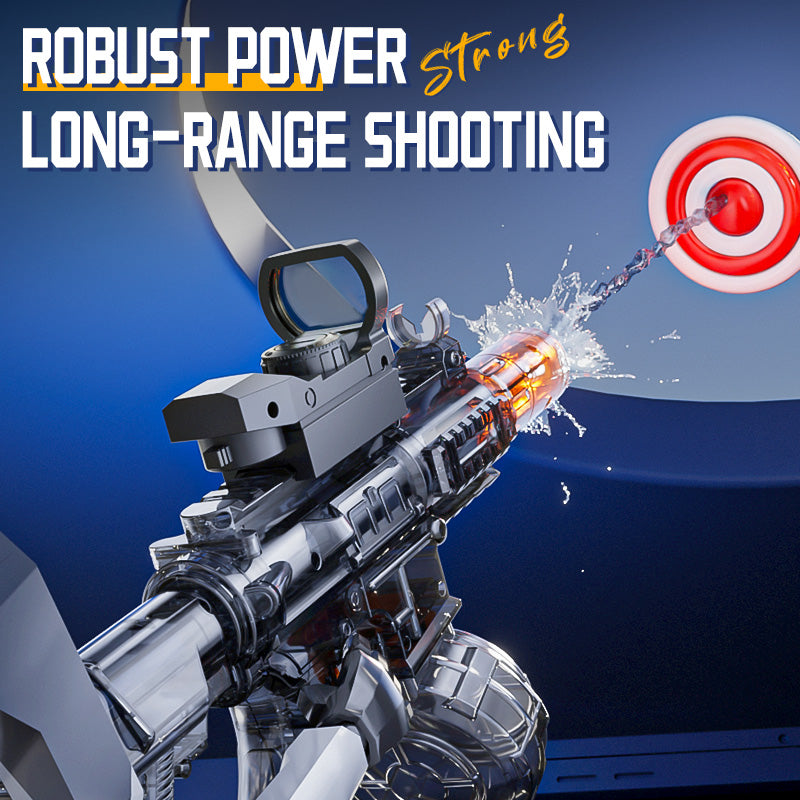 Elektrická vodní pistole M416 - světelné efekty, dostřel 8-10 m, 170 ml zásobník, 500 mAh baterie