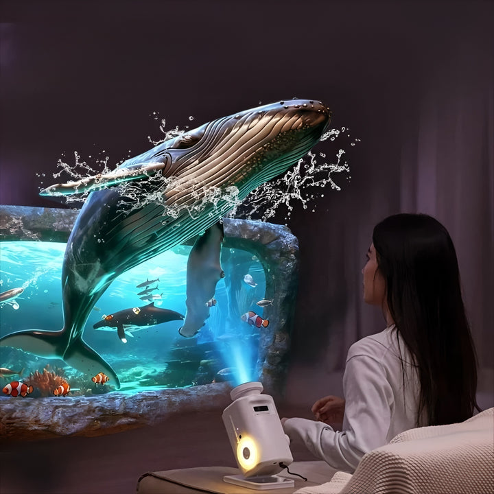 Hologramový 3D projektor - 60 dynamických scén, Bluetooth reproduktor, dálkové ovládání, noční světlo