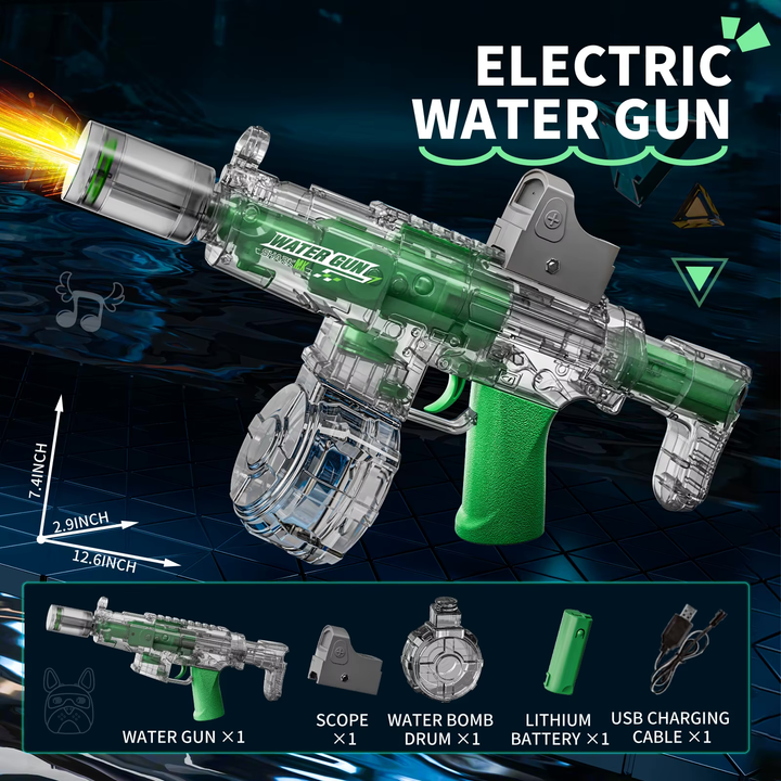 BATTLE Elektrická vodní pistole AK47 – světelné efekty, dostřel 8–10 m, 270 ml zásobník