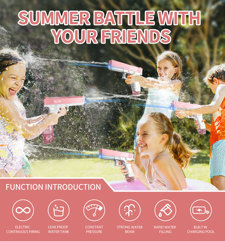 GLOCK Elektrická vodná pištoľ pre deti | Dlhý dostrel, 2 zásobníky, automatické strieľanie