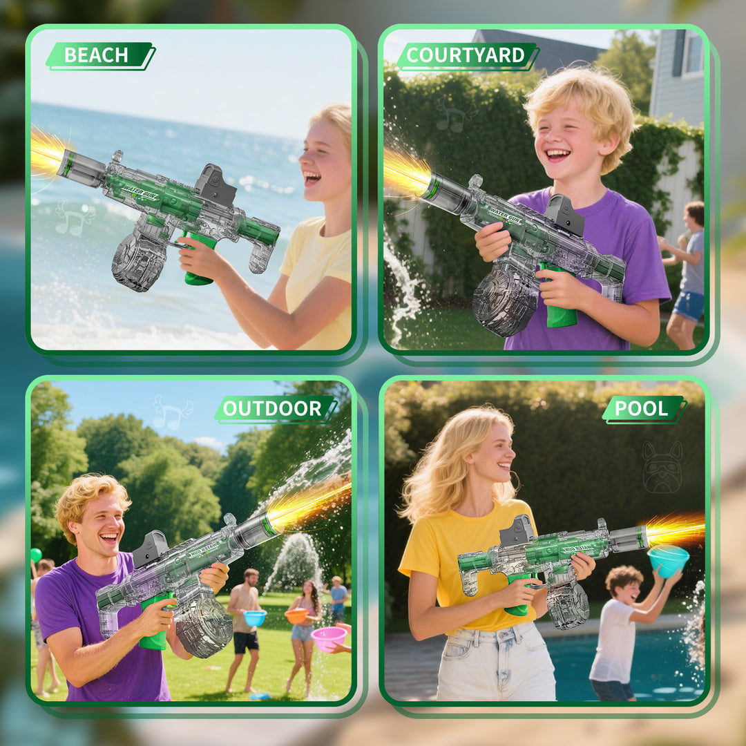 BATTLE Elektrická vodní pistole AK47 – světelné efekty, dostřel 8–10 m, 270 ml zásobník