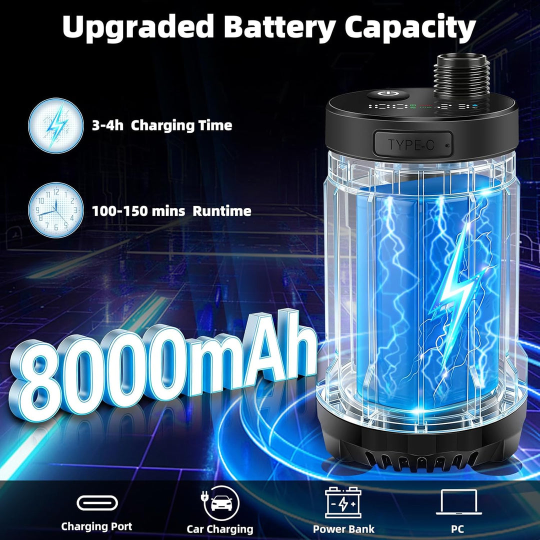 Uplayteck Přenosná kempingová sprcha s baterií 8000 mAh – vysoký tlak vody, LED displej a IPX8