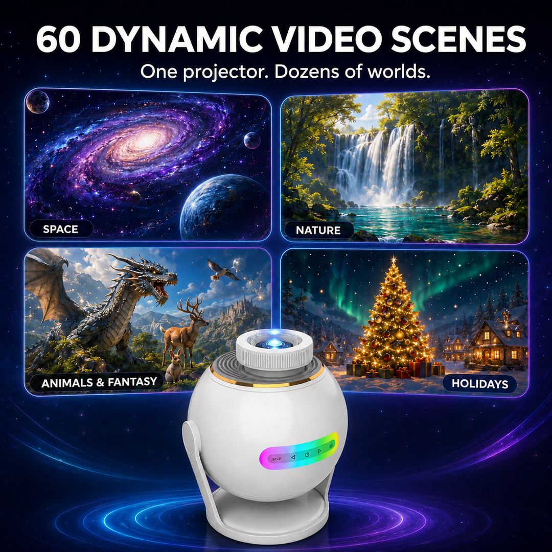 Nanxin Dynamický 3D projektor galaxie SK19 – 60 video scén, Bluetooth reproduktor a dálkové ovládání