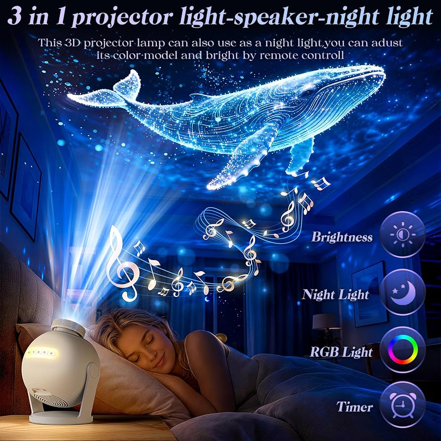 Nanxin Dynamický 3D projektor galaxie SK19 – 60 video scén, Bluetooth reproduktor a diaľkové ovládanie