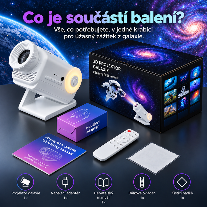 Dynamický 3D projektor BL-3D02 – 60 video scén, Bluetooth reproduktor, diaľkové ovládanie, nočné svetlo