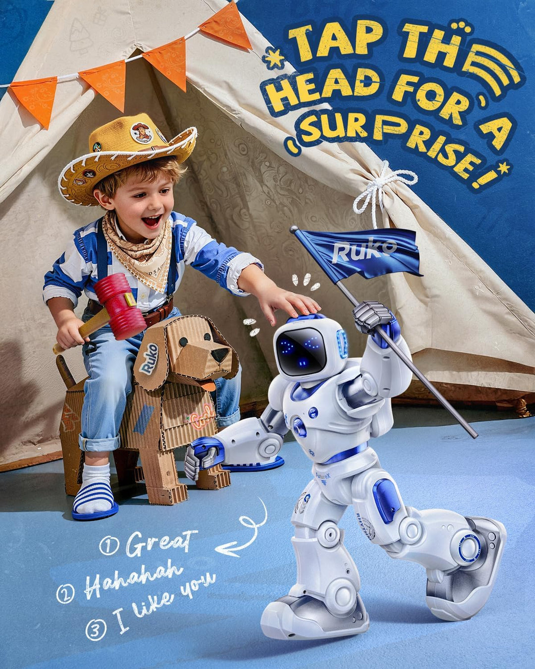 Ruko 1088 Carle – velký programovatelný robot pro děti s aplikací a hlasovým ovládáním