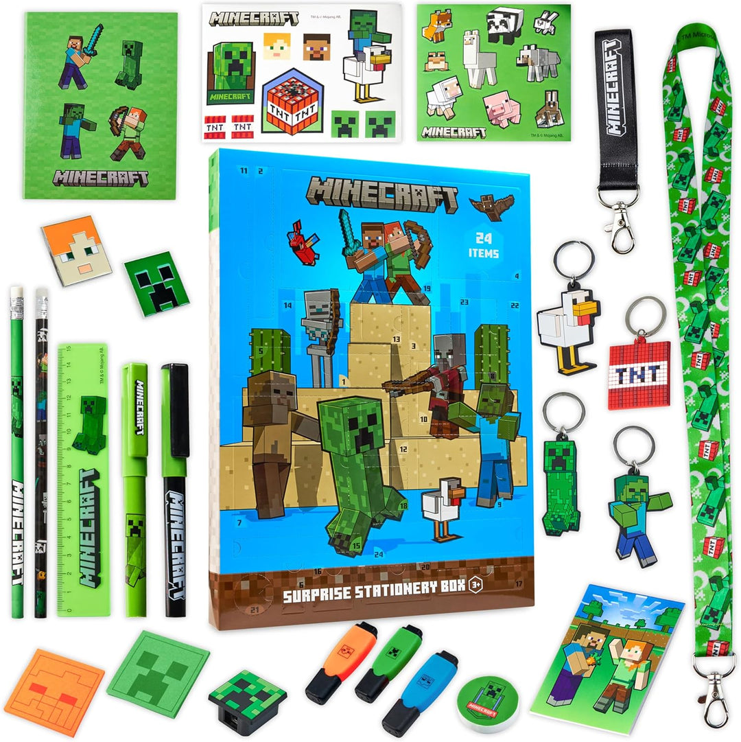 Minecraft Adventní kalendář 2025 – školní potřeby a doplňky (Creeper)