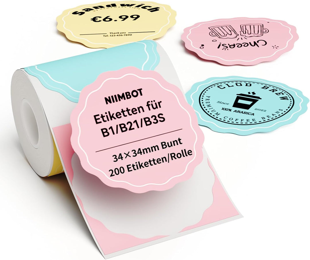 NIIMBOT Samolepicí barevné štítky pro tiskárny B21, B1, B3S, 41x41cm, 34x34