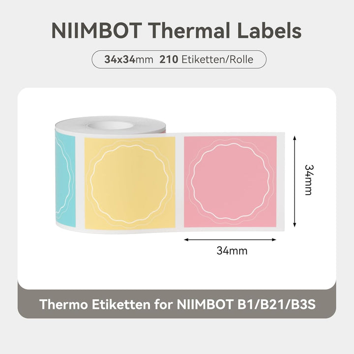 NIIMBOT Samolepicí barevné štítky pro tiskárny B21, B1, B3S, 41x41cm, 34x34