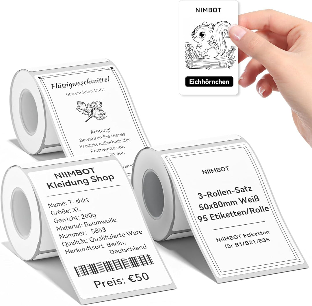 Niimbot náhradní samolepící štítky pro tiskárny B21, B21S, B1, B3S, 50 x 80 mm, 95 ks/role, multipack