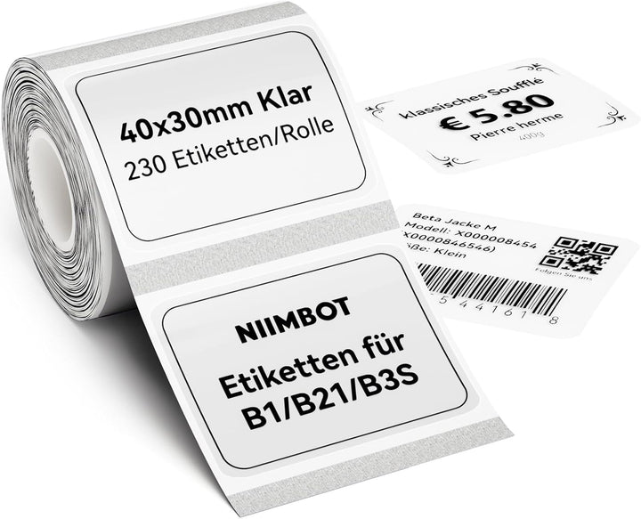Niimbot transparentní samolepící štítky pro tiskárny B21, B21S, B1, B3S, 40x30mm, hranatý