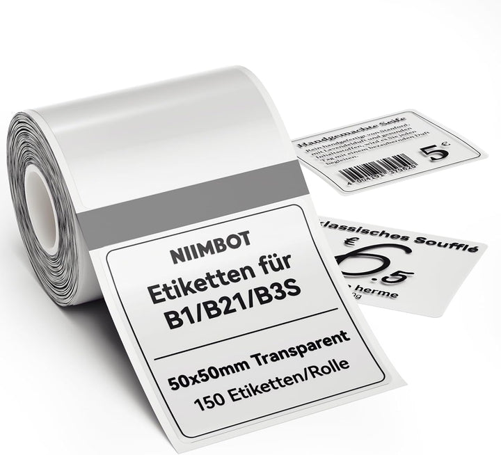 Niimbot transparentní samolepící štítky pro tiskárny B21, B21S, B1, B3S, hranatý 50x50mm