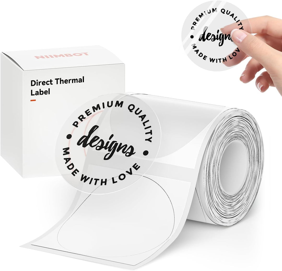 Niimbot transparentní samolepící štítky pro tiskárny B21, B21S, B1, B3S, kulatý 50x50mm