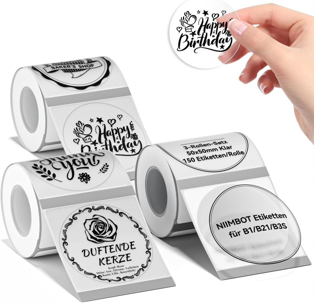 Niimbot transparentní samolepící štítky pro tiskárny B21, B21S, B1, B3S, kulatý 50x50mm, multipack